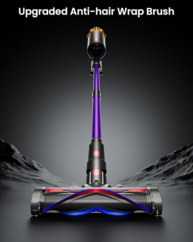 Cordless Vacuum Cleaner, 550W 45KPA 70 Mins Vacuum Cleaners for Home, Self-Standing Cordless Vacuum with Charging Dock Station, LED Display, Upgraded Anti-Tangle Stick Vacuum for Pet Hair/Carpet/Floor