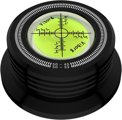 Viborg LP528B Record Weight Phono LP Disc Stabilizer, Black 50Hz Turntable Level, 280G (9.9 OZ) HiFi 3 in 1 Vinyl Clamp Strobe Speed Record Puck with Bubble Leveling (50Hz, Black)