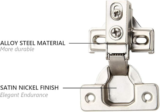 2 Pack Silverline Quiet Soft Close Cabinet Door Hinges, Face Frame 3/4 Inch Overlay, with Built-in Dampers, Strong Heavy Duty Steel for Kitchen Bathroom
