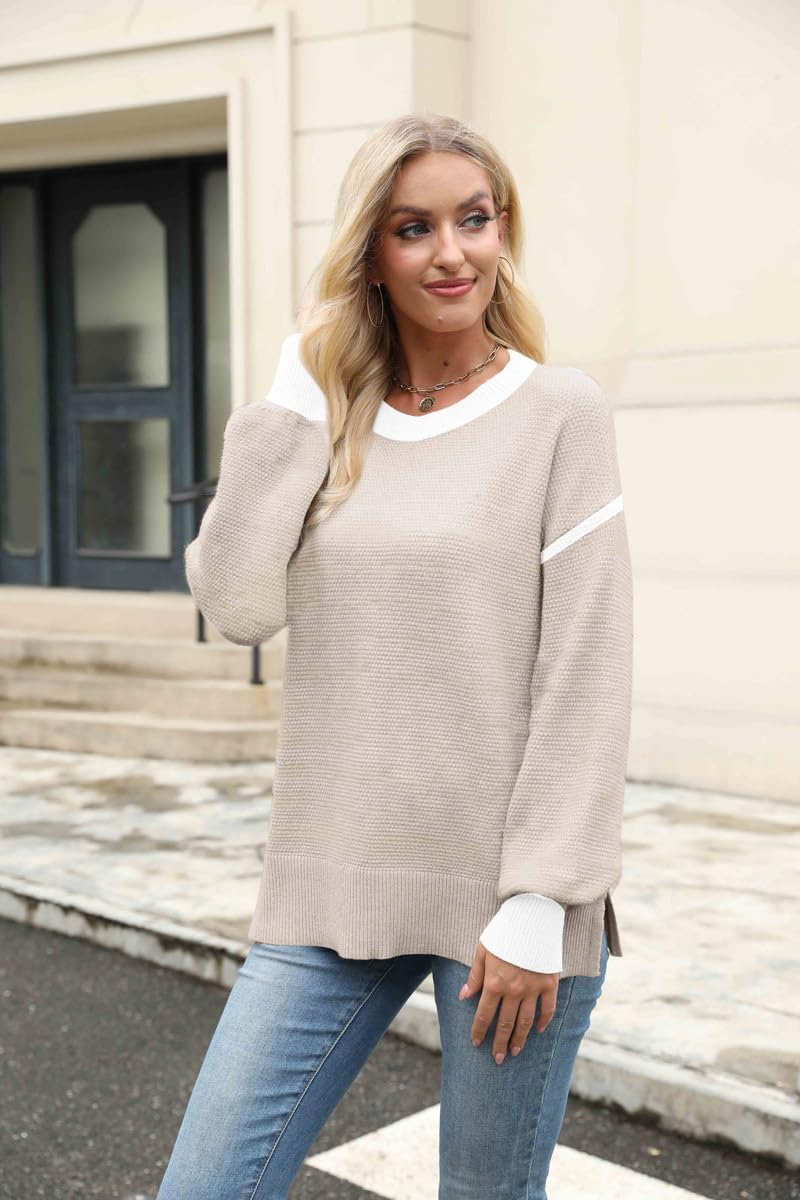 Small Sweaters for Women Long Sleeve Striped Pullover Knit Trendy Tops Crewneck Winter Outfits