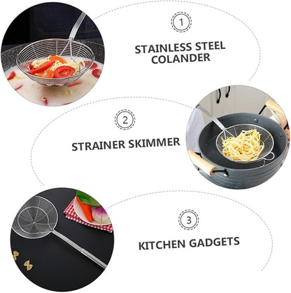 IMIKEYA 1pc Stainless Steel Wire Skimmer Strainer Spoon Fine Mesh Colander for Home Restaurant Use Heat Resistant Design Easy to Clean Store Dishwasher Safe Ergonomic Handle Hanging