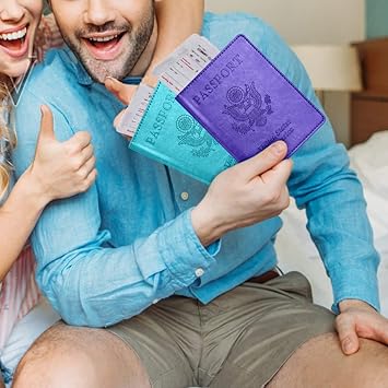 Passport and Vaccine Card Holder Combo with Vaccine Card Slot, Passport Wallet, Passport Cover Case for Women and Men(AK-turquoise)