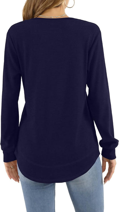 Womens Long Sleeve T Shirts Casual Tops Dressy Fashion Blouses Tunics for Leggings