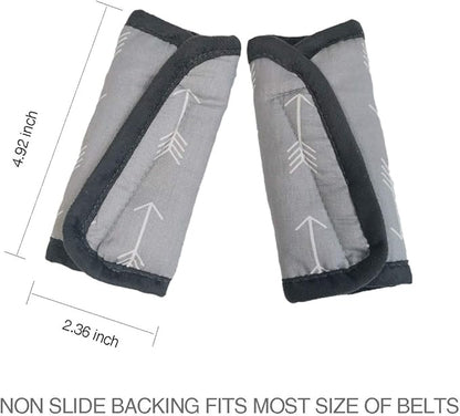 Car Seat Strap Pads Covers for Baby Kids, Seat Belt Covers Cushion for boy Girl, Protect Neck and Shoulder rubbing, Anti-Slip Design, fit Stroller/Carrier/Pushchair; Soft Cotton, Arrow Pattern