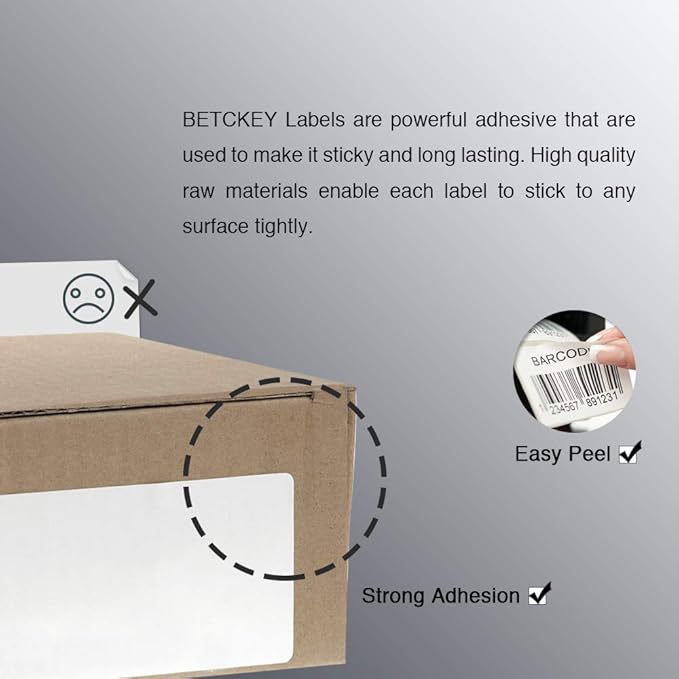 BETCKEY - 4" x 2" (102 mm x 51 mm) Barcode Shipping  Multipurpose Labels Compatible with Zebra  Rollo Label Printer,Premium Adhesive  Perforated 6 Rolls, 4500 Labels