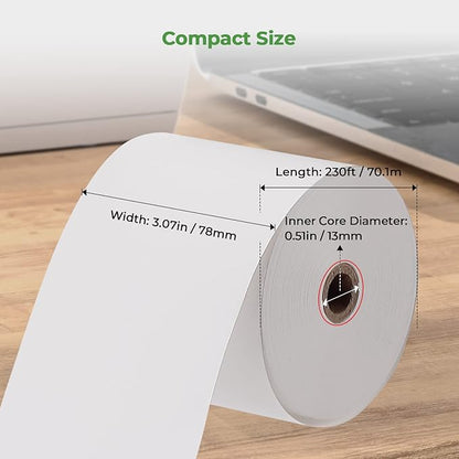 MUNBYN Thermal Paper 3 1/8 x 230ft, 10 Rolls Receipt Paper Work for Star Micronics TSP100 TSP143 Epson 80mm Receipt Printer Square POS Register, 80mm Thermal Receipt Paper, BPA Free, Plus Version
