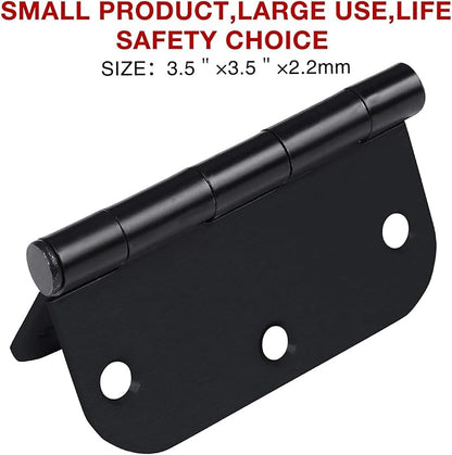 Rounded Door Hinges 3-12" x 3.5 inch, 58 Radius, Matte Black 3 12 Inch 6 Pack