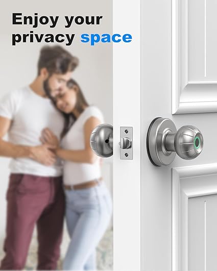 Smart Door Knob, Fingerprint Door Knob Biometric Fingerprint Smart Door Lock Keyless Entry Door Lock for Home, Office, Hotel, Bedroom, Garage, Pantry, Apartment