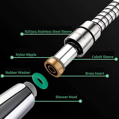 HOMEIDEAS 60 inches Shower Hose, 5 feet Long 304 Stainless Steel Handheld Shower Head Hose Replacement, Flexible Hose Extension