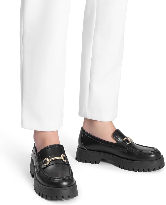 DREAM PAIRS Platform Chunky Loafers for Women | Slip On Casual Dressy Business Shoes with Arch Support