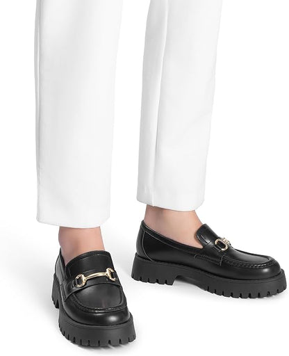 DREAM PAIRS Platform Chunky Loafers for Women | Slip On Casual Dressy Business Shoes with Arch Support