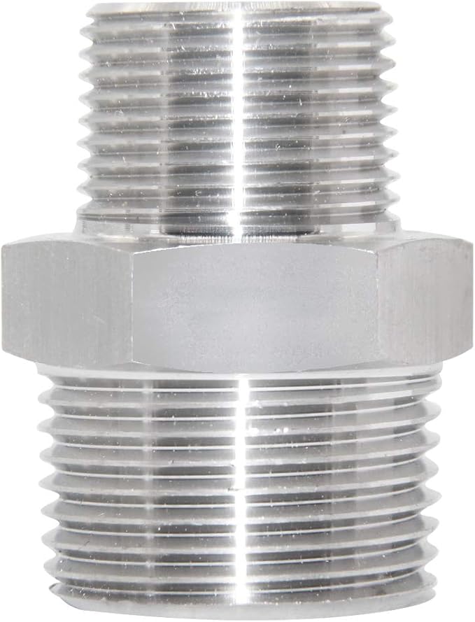 JoyTube Reducing Hex Nipple, 1" x 34" Male NPT Threaded Reducing Nipple Fitting, 304 Stainless Steel Pipe Fitting