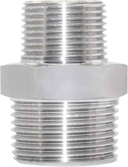 JoyTube Reducing Hex Nipple, 1" x 34" Male NPT Threaded Reducing Nipple Fitting, 304 Stainless Steel Pipe Fitting