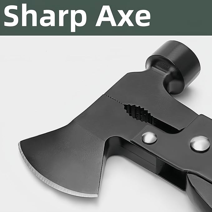 14-in-1 Multifunction Hatchet - Survival Camping Multi Tool with Hammer, Axe, Saw, and Bottle Opener, Compact Utility Tool for Outdoor Adventures
