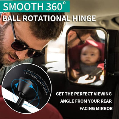 funbliss Baby Car Mirror Safely Monitor Infant Child in Rear Facing Car Seat,Car Mirror Baby Rear Facing SeatOoaNo Assembly Required, SaferOoaBest Newborn Car Seat Accessories, Shatterproof