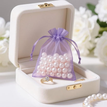 joycraft Organza Bags 2.7x3.5 inch - Light Purple Drawstring Gift Packaging Pouch with Breathable Mesh for Wedding Favors, Jewelry Dis ( 50 )play, Candy Bags | Reusable Craft Supplies, Small Business