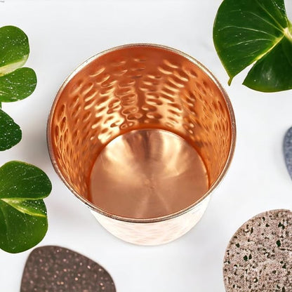 Pure Copper Hammered Glass Tumbler For Drinking Water Ayurveda Health Benefits