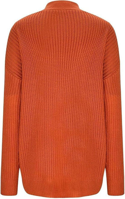 Women's Cut Out V Neck Knit Sweater Jumper Oversized Casual Long Sleeve Fall Pullover Tops