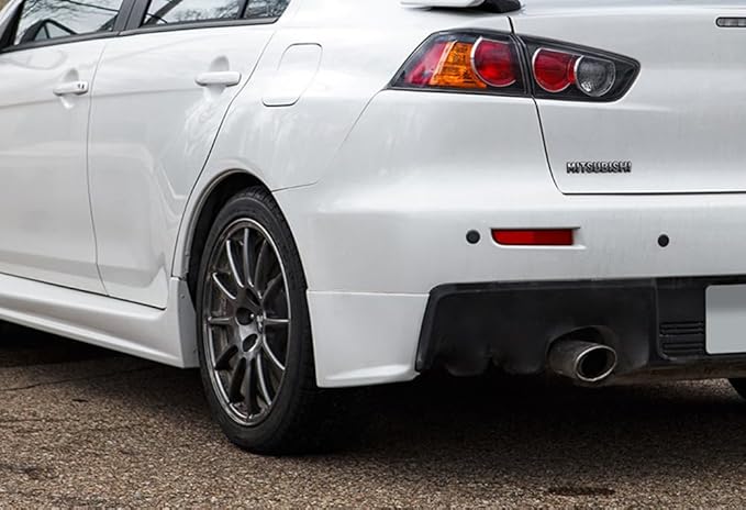 Rear Bumper Lip Aprons fit for Compatible with 2008-2015 Lancer Evolution 10 X, Black Rear Bumper Lip Aprons Polyurethane, EVO-Style Black Rear Bumper Mud Guards