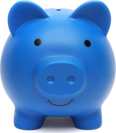 Cute Piggy Bank, Coin Bank for Boys and Girls, Children's Plastic Shatterproof Money Bank,Children's Toy Gift Savings Jar (Dark Blue)