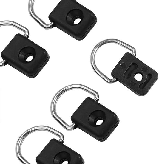 10Pcs Kayak Safety Fitting Boat Fishing Black Rigging D Ring with M6 Screws Used with a Paddle Leash for Canoe Bungee Kit Accessory