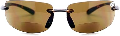 PASTL Bifocal Magnification Lens Sunglasses Rimless Rectangular Fashion UV 400