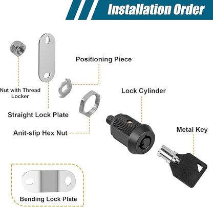 Cabinet Cam Locks, RV Storage Locks with Keyed Alike (1-1/4"), Suitable for Drawers and Cabinets to Protect Important Items, Zinc Alloy Materials