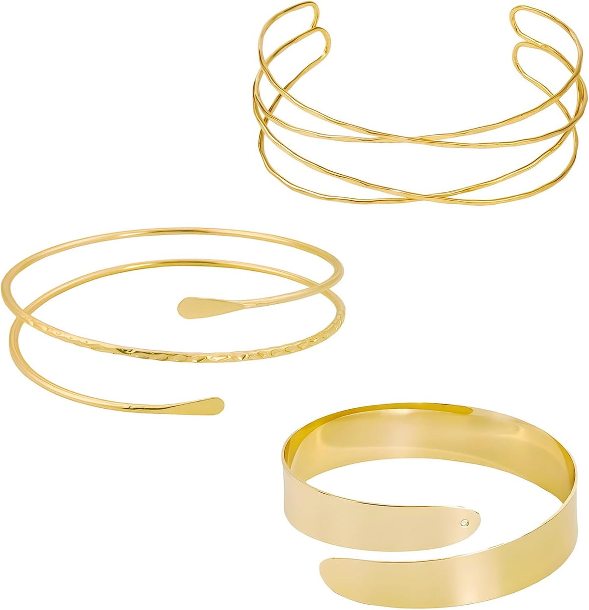 Gold Arm Cuff Jewelry Bracelets for Women Upper Arm Cuffs Bangle Set 3 PCS Set Armlet Band Armlet Gift Accessories