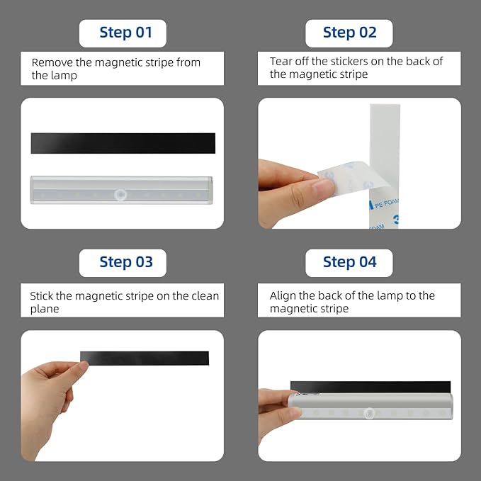 LED Closet Light, Motion Activated Lights, LED Motion Sensor Lights, Anywhere Adhesive Magnetic Night Light Bar for Closet, Hallway, Staircase, Closet, Kitchen