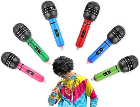 DS. DISTINCTIVE STYLE Inflatable Microphones 6 Pieces 10-Inch Blow up Microphones 80s 90s Party Favors Performace Photo Props Random Colors