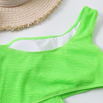 LEFIAGO 2022 Beach Swimsuit Sexy One-Shoulder Swimsuit Women's Bikini-L-Bluecolor