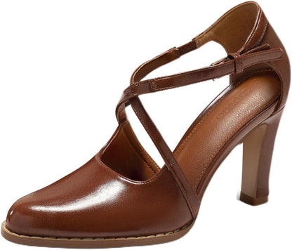 Coutgo Women's Pointed Toe Chunky High Heel Pumps