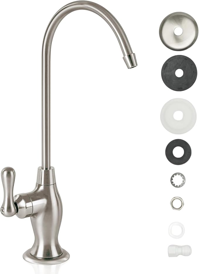 Brushed Nickel Reverse Osmosis Faucet, NSF Certified, NonAir Gap for Under Sink Water Filtration System, RO System Drinking Water Faucet, FLR-575BN
