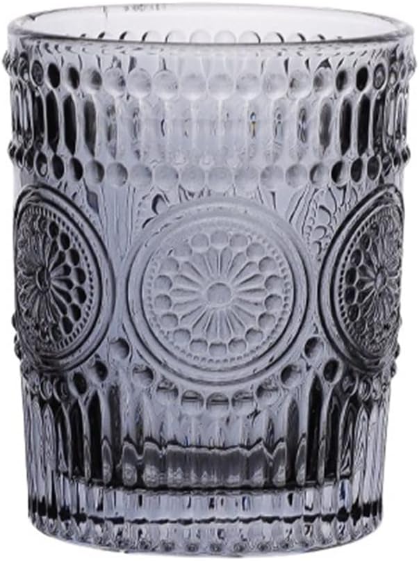 YLWX European Style Gold Relief Clear Glass Toothbrush Holder Retro Wash Cup Light Luxury Couple Mouthwash Cup Hotel Toothbrush Cup Water Cup (Color : Soot 270ml)