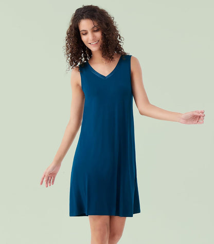 WiWi Nightgown for Women Cooling Sleeveless Sleepwear V Neck Sleep Shirt Plus Size Tank Pajamas Dress S-4X