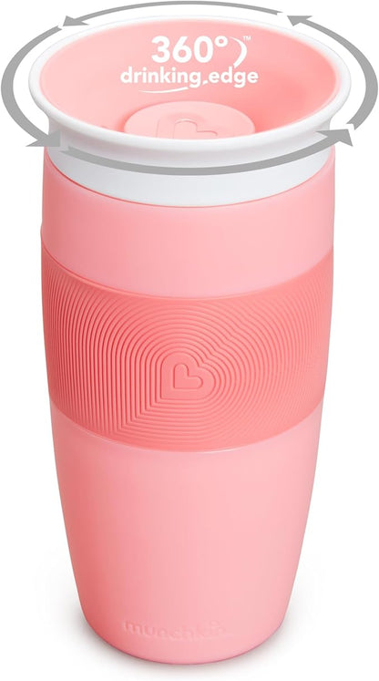 Munchkin Sippy Cup for Toddlers, Miracle 360 Cup, 14 Ounce, Pink