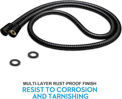 Shower Hose Extra Long 59 Inches Handheld Shower Head Hose with Brass Insert and Nut - Durable and Flexible - Black