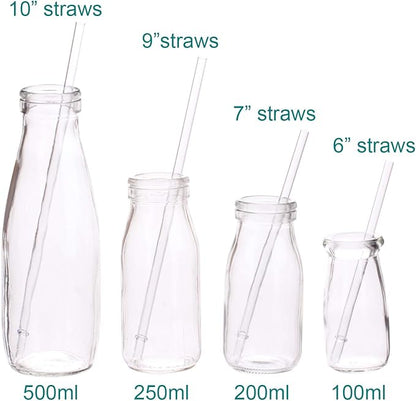 Dakoufish 6 Inch Reusable Thick Plastic Clear Drinking Straws for Short Mini 6oz-8oz Mason Jar Tumblers,Set of 12 Pcs Straws with Cleaning Brush (6inch
