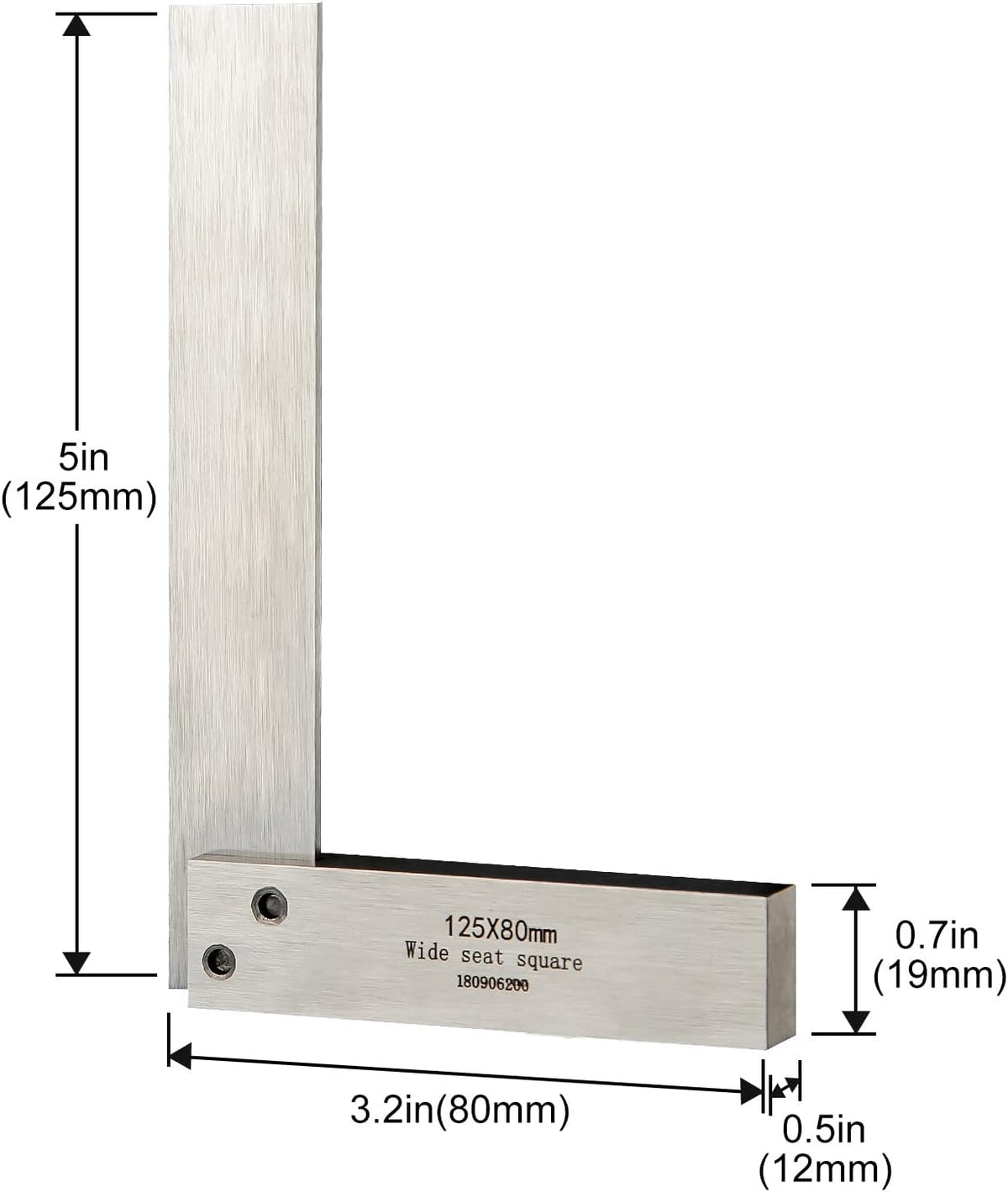 Machinist Square Precision Engineer Wide Seat Square 90 Right Angle Ground Hardened Steel Angle Ruler 5 x 3.2 Inch