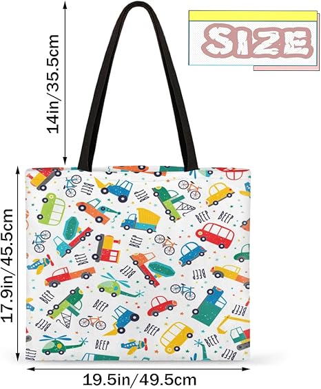 Cartoon Black Cute Dog Bulldog Canvas Tote Bag for Women Men Stylish Tote Handbag Shoulder Bag Reusable Grocery Bag