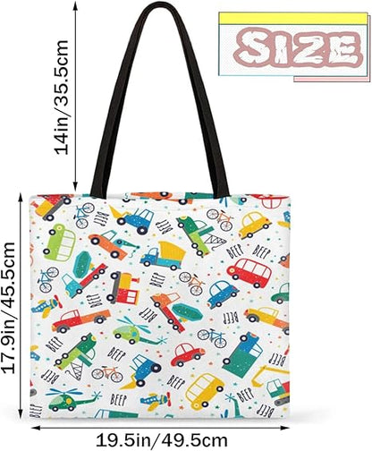 Cartoon Black Cute Dog Bulldog Canvas Tote Bag for Women Men Stylish Tote Handbag Shoulder Bag Reusable Grocery Bag