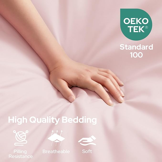 HOMEIDEAS Queen Size Bed Sheets - 6 Piece Set (Pale Pink) - Extra Soft Brushed Microfiber 1800 Bedding Sheets, Deep Pocket, Wrinkle  Fade Free