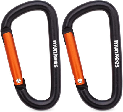 munkees Small Carabiner Clip Keychain 2 Pack, Mini Caribeener 2 inch to 3" for Keys Aluminum Alloy Biner Lightweights for Bottle Buckle, Backpack Hoo
