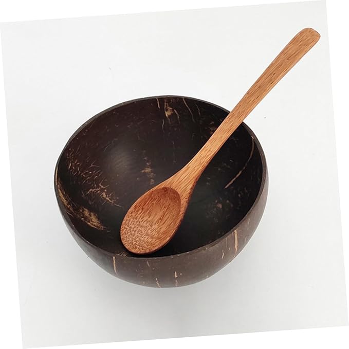 Elegant Cocoanut Bowl Set 2pc Natural Shell Salad Bowl Fruit for Snack Home Decorative