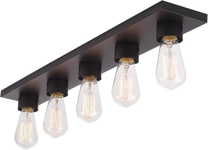 Globe Electric 52088 5-Light Vanity Light, Matte Black Finish, Makeup Over Mirror Lights, Beauty Room Accessories, Decorative Lighting, LED Bulb Compatible, Fully Dimmable