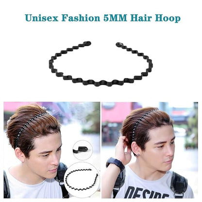 Unisex Universal 5mm Fashion Metal Elastic Black Hair Hoop Hairband Sport Head-wear Accessories