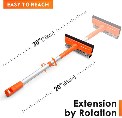 Squeegee for Window | 2-in-1 Window Cleaner Sponge and Soft Rubber Strip with Telescopic Extension Pole 20Ф-30Ф | Window Washer for Shower, Car Windshield, Mirror, Glass Cleaning