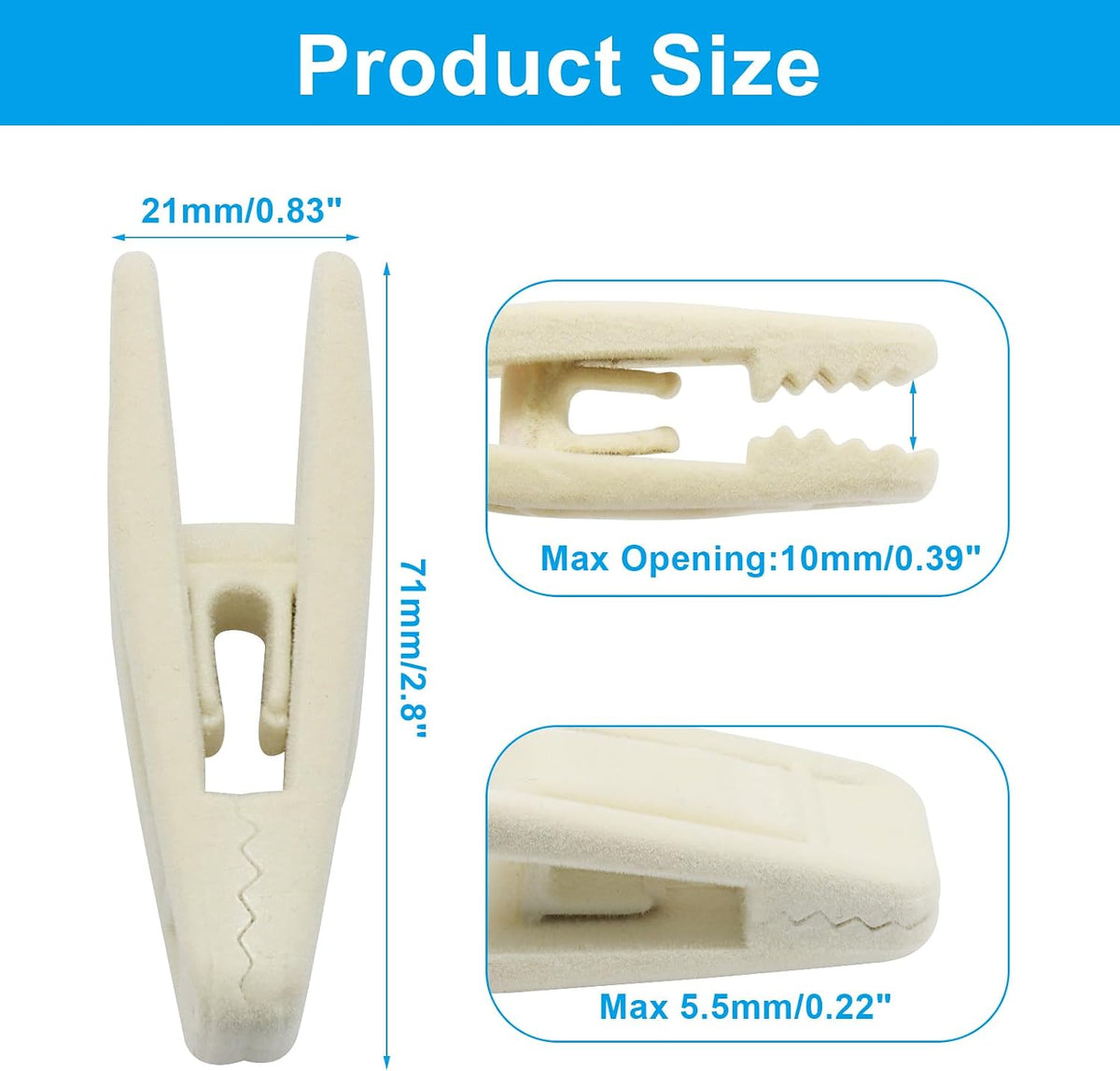 Velvet Hanger Clips, 40 PCS, Beige Non-Slip Flocked Clips, For Pants, Skirts, Suits, Shirts, Socks