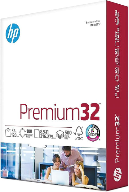 HP Paper Printer | 8.5 x 11 Paper | Premium 32 lb | 1 Ream - 500 Sheets | 100 Bright | Made in USA - FSC Certified | 113100