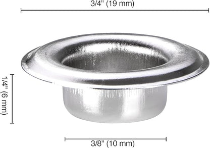 Yescom 1000pcs 38"(10mm) Size 2 Compatible with Semi-Automatic Grommet Machine Nickel Finish Eyelet for Leather Bags Signs Poster Eyelets YES0387